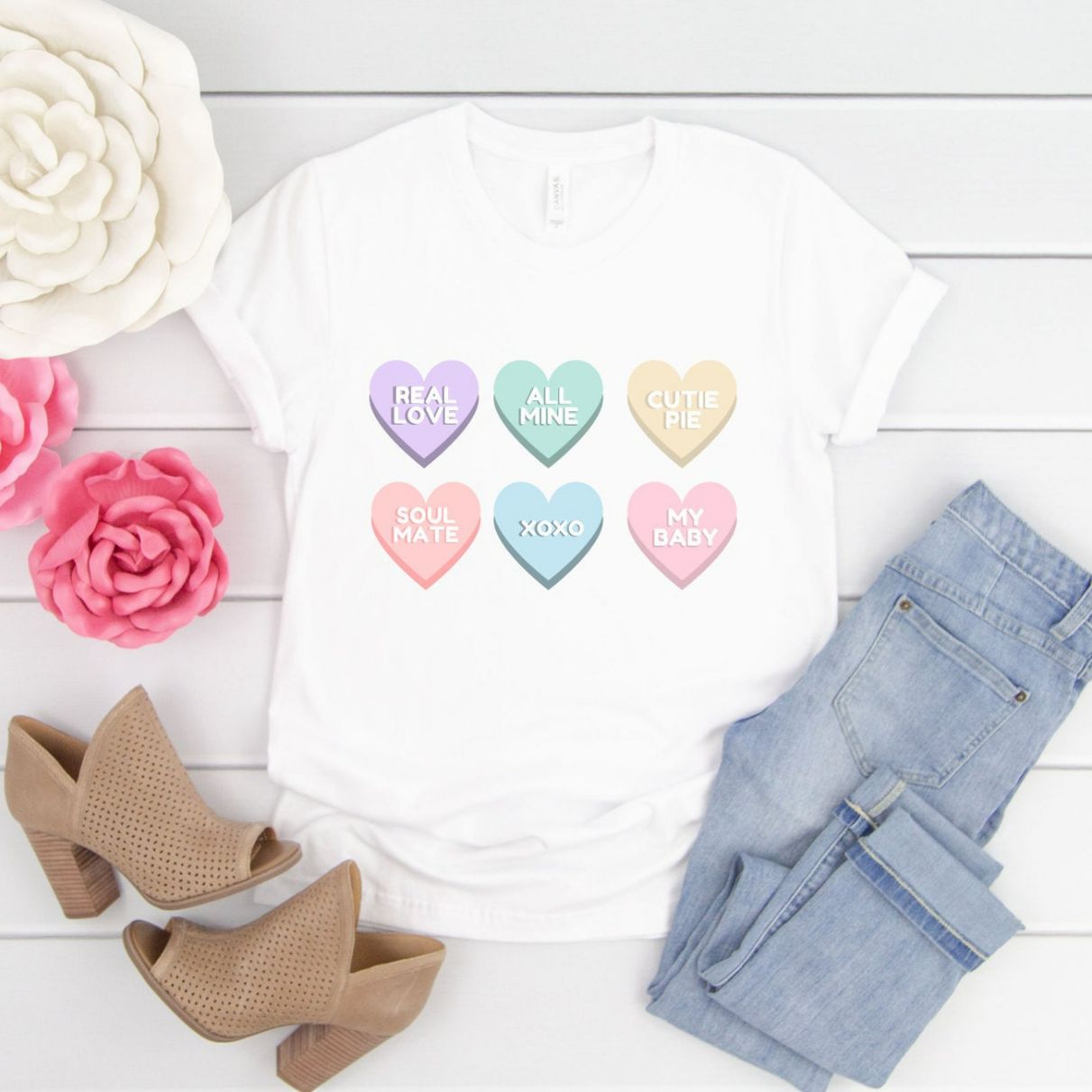 Candy Hearts - V Neck - Valentines Day Shirt Candy Hearts - V Neck - Valentines Day Shirt