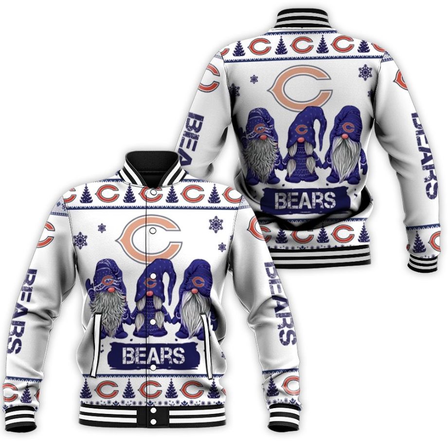 Christmas Gnomes Chicago Bears Ugly Sweatshirt Christmas 3d Baseball Jacket Christmas Gnomes Chicago Bears Ugly Sweatshirt Christmas 3d Baseball Jacket