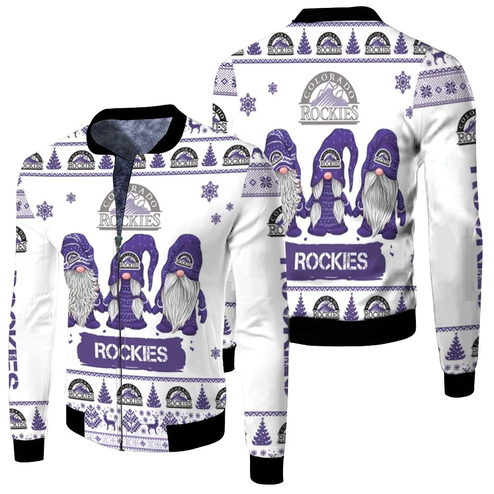Christmas Gnomes Colorado Rockies Ugly Sweatshirt Christmas 3d Fleece Bomber Jacket Christmas Gnomes Colorado Rockies Ugly Sweatshirt Christmas 3d Fleece Bomber Jacket