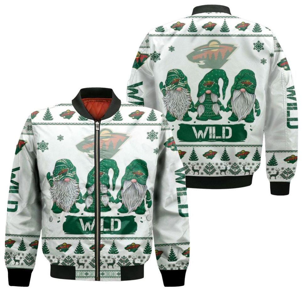 Christmas Gnomes Minnesota Wild Ugly Sweatshirt Christmas 3d Bomber Jacket Christmas Gnomes Minnesota Wild Ugly Sweatshirt Christmas 3d Bomber Jacket