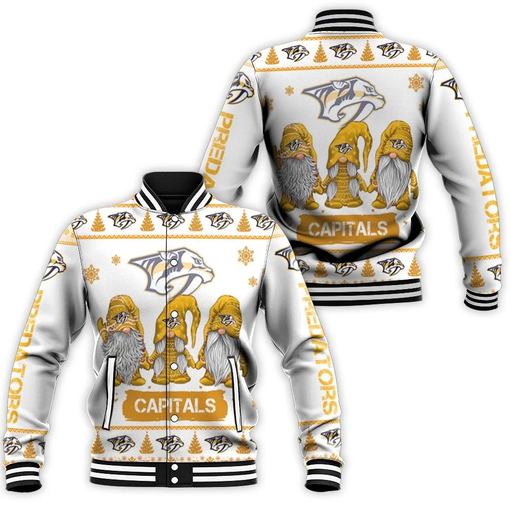 Christmas Gnomes Nashville Predators Ugly Sweatshirt Christmas 3d Baseball Jacket Christmas Gnomes Nashville Predators Ugly Sweatshirt Christmas 3d Baseball Jacket