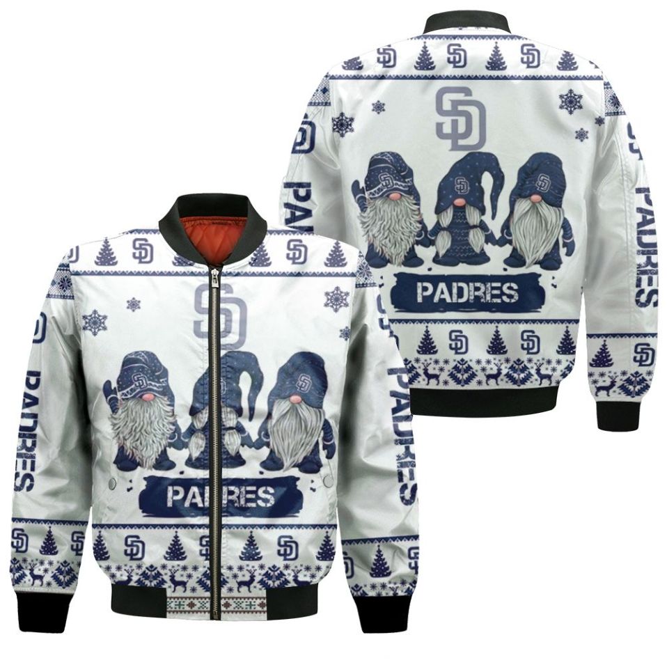 Christmas Gnomes San Diego Padres Ugly Sweatshirt Christmas 3d Bomber Jacket Christmas Gnomes San Diego Padres Ugly Sweatshirt Christmas 3d Bomber Jacket