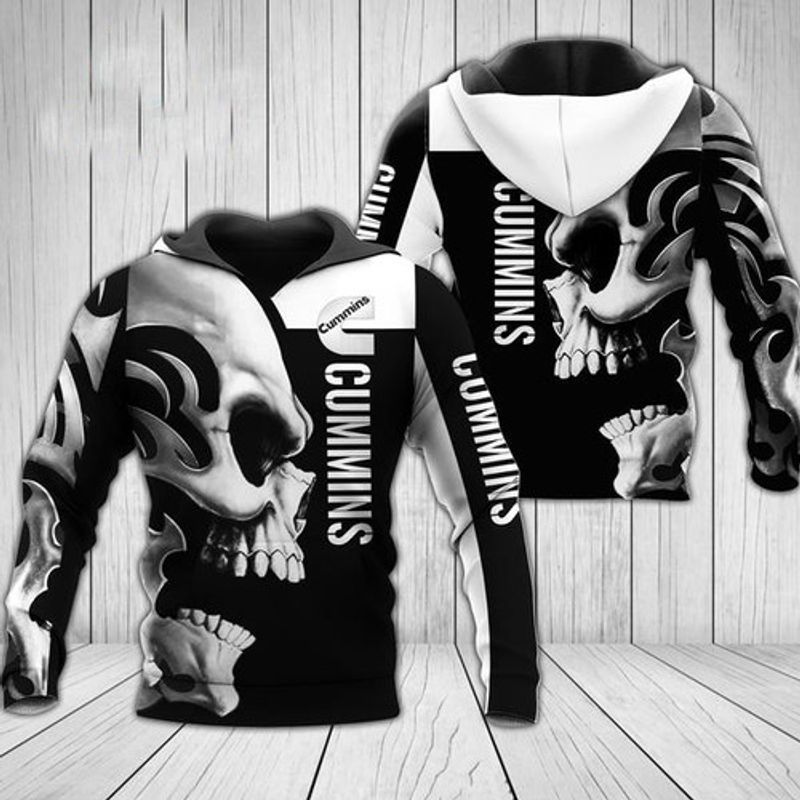 Cummins Skull White Black All Over Printed Custom 3d Hoodie Cummins Skull White Black All Over Printed Custom 3d Hoodie