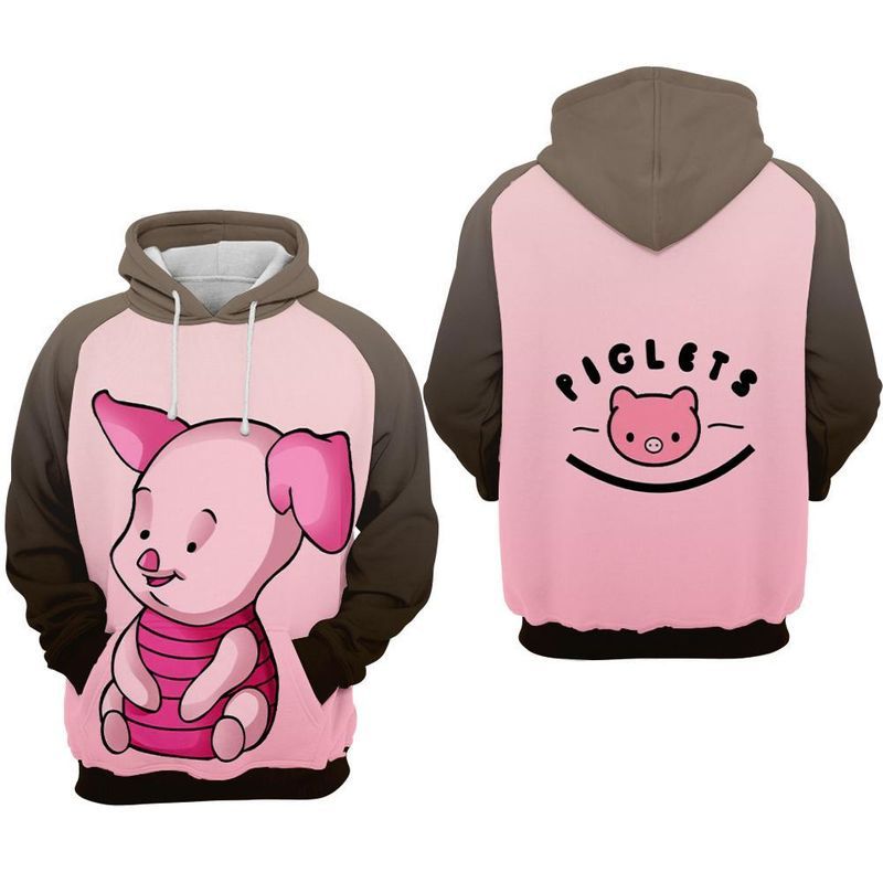 Cute Baby Piglet Winnie The Pooh Over Print 3d Zip Hoodie Cute Baby Piglet Winnie The Pooh Over Print 3d Zip Hoodie