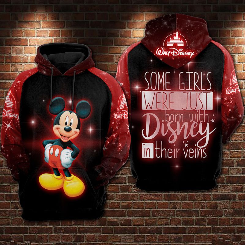 Disney Girls Mickey Over Print 3d Zip Hoodie Disney Girls Mickey Over Print 3d Zip Hoodie