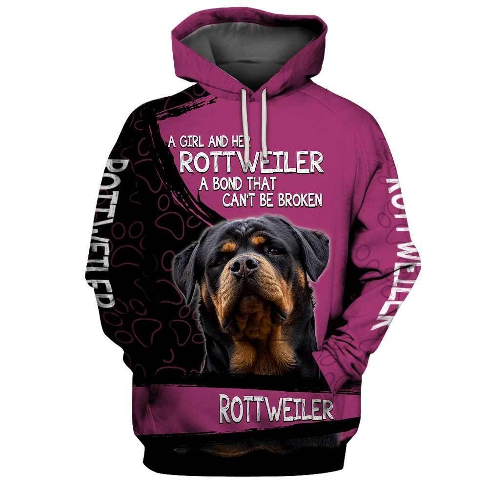Dog Rottweiler A Girl And Her Rottweiler A Bond That Cant Be Broken Over Print 3d Zip Hoodie Dog Rottweiler A Girl And Her Rottweiler A Bond That Cant Be Broken Over Print 3d Zip Hoodie