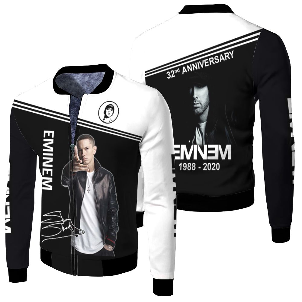 Eminem Signatures 32nd Anniversary All Printed 3d Jersey Fleece Bomber Jacket Eminem Signatures 32nd Anniversary All Printed 3d Jersey Fleece Bomber Jacket