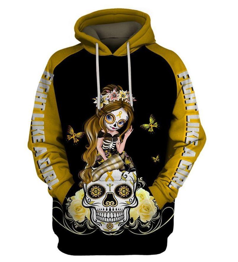 Fight Like A Girl Yellow Cancer Awareness Over Print 3d Zip Hoodie Fight Like A Girl Yellow Cancer Awareness Over Print 3d Zip Hoodie