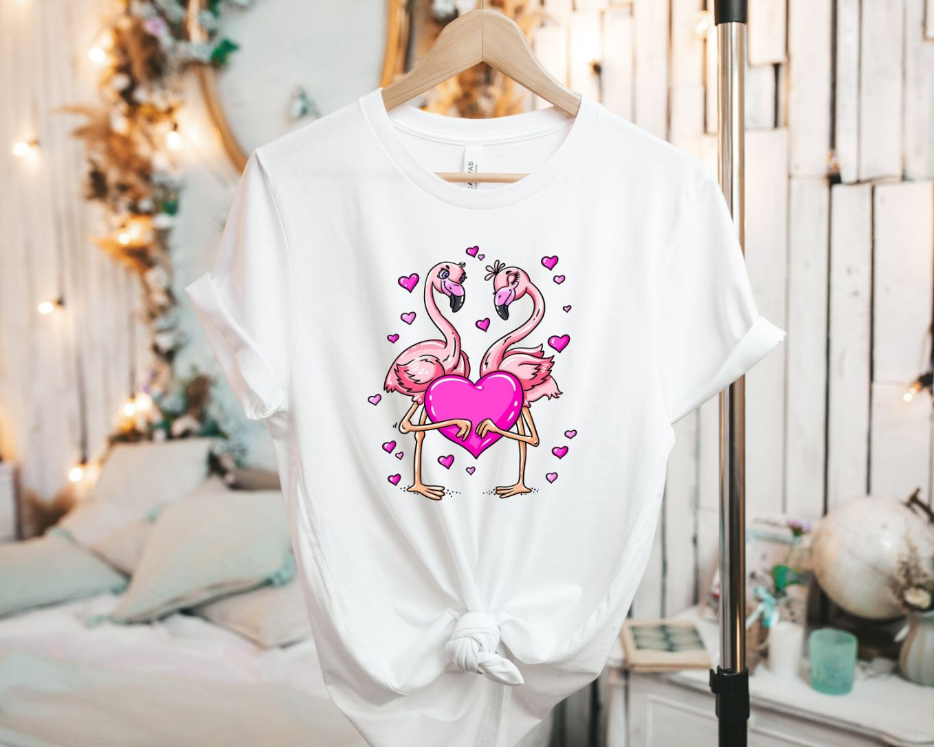 Flamingos With Hear Shirt Flamingos With Hear Shirt