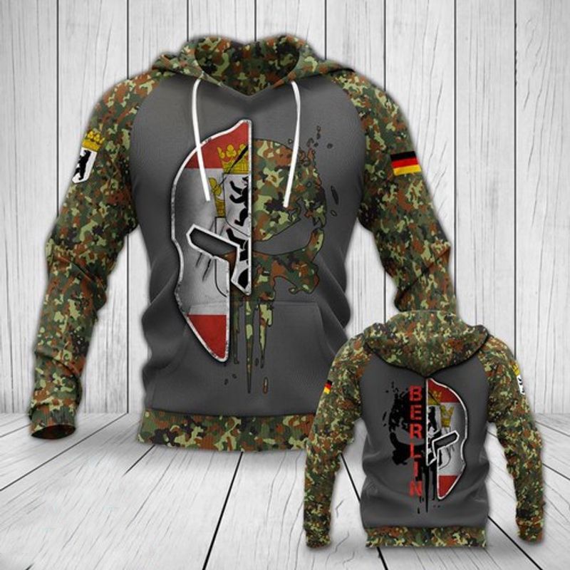 German Berlin Army Skull All Over Printed 3d Hoodie German Berlin Army Skull All Over Printed 3d Hoodie