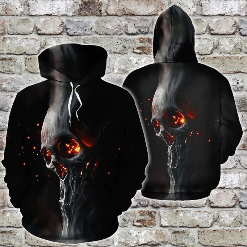 Ghost Rider Skull Over Print 3d Zip Hoodie Ghost Rider Skull Over Print 3d Zip Hoodie