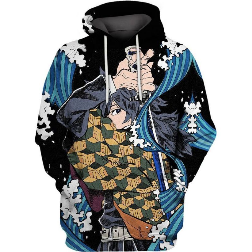 Giyuu Tomioka Over Print 3d Zip Hoodie Giyuu Tomioka Over Print 3d Zip Hoodie