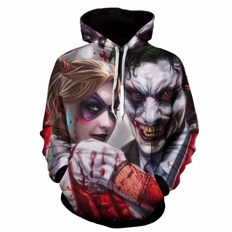 Halloween Joker And Harley Duo Over Print 3d Zip Hoodie Halloween Joker And Harley Duo Over Print 3d Zip Hoodie