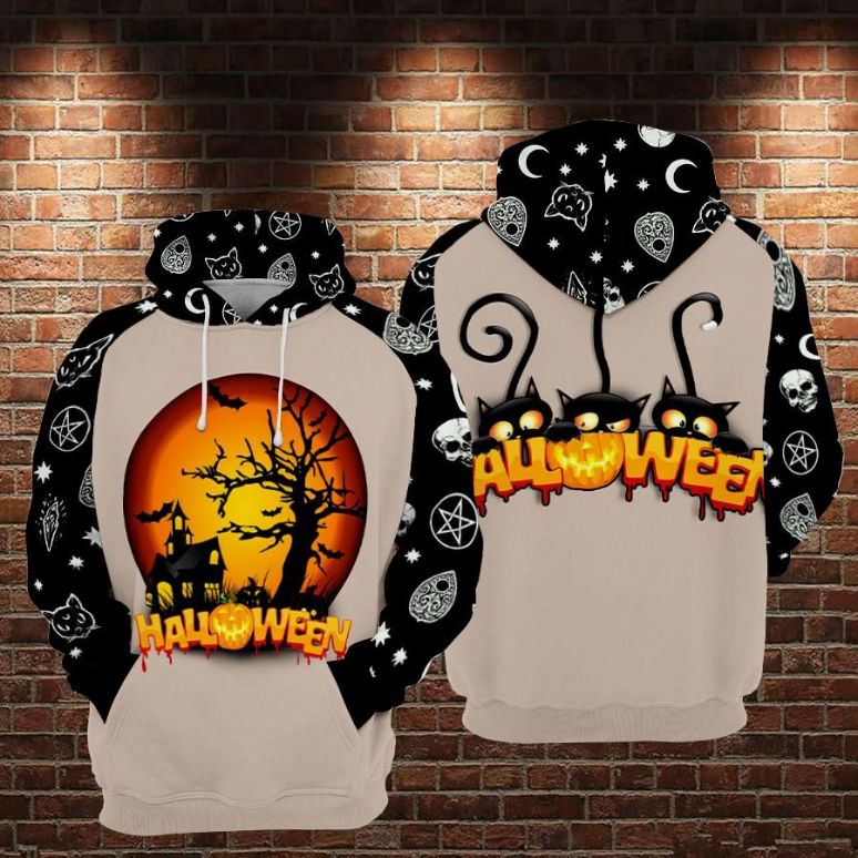 Halloween Over Print 3d Zip Hoodie Halloween Over Print 3d Zip Hoodie