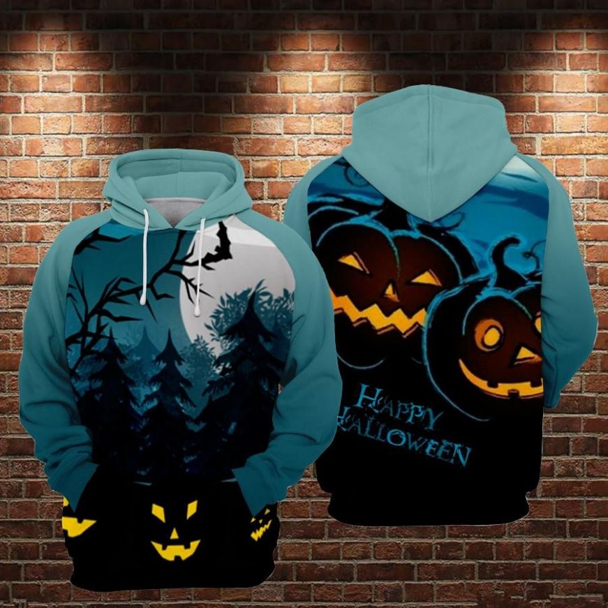 Happy Halloween Over Print 3d Zip Hoodie Happy Halloween Over Print 3d Zip Hoodie