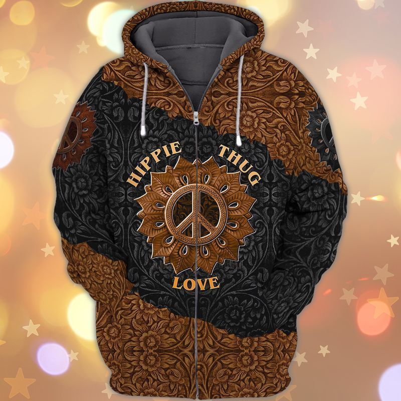 Hippie Thug Love 3d Zip Hoodie Hippie Thug Love 3d Zip Hoodie
