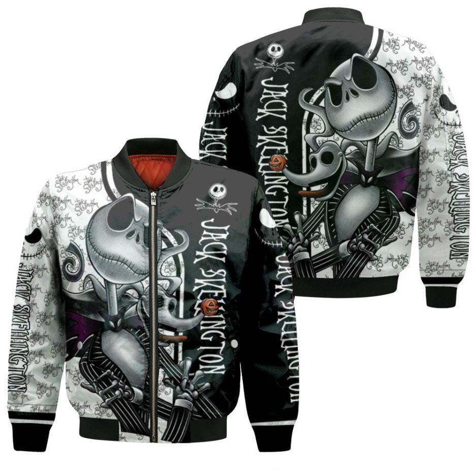 Jack Skellington And Zero Nightmare Before Christmas 3d Jersey Bomber Jacket Jack Skellington And Zero Nightmare Before Christmas 3d Jersey Bomber Jacket