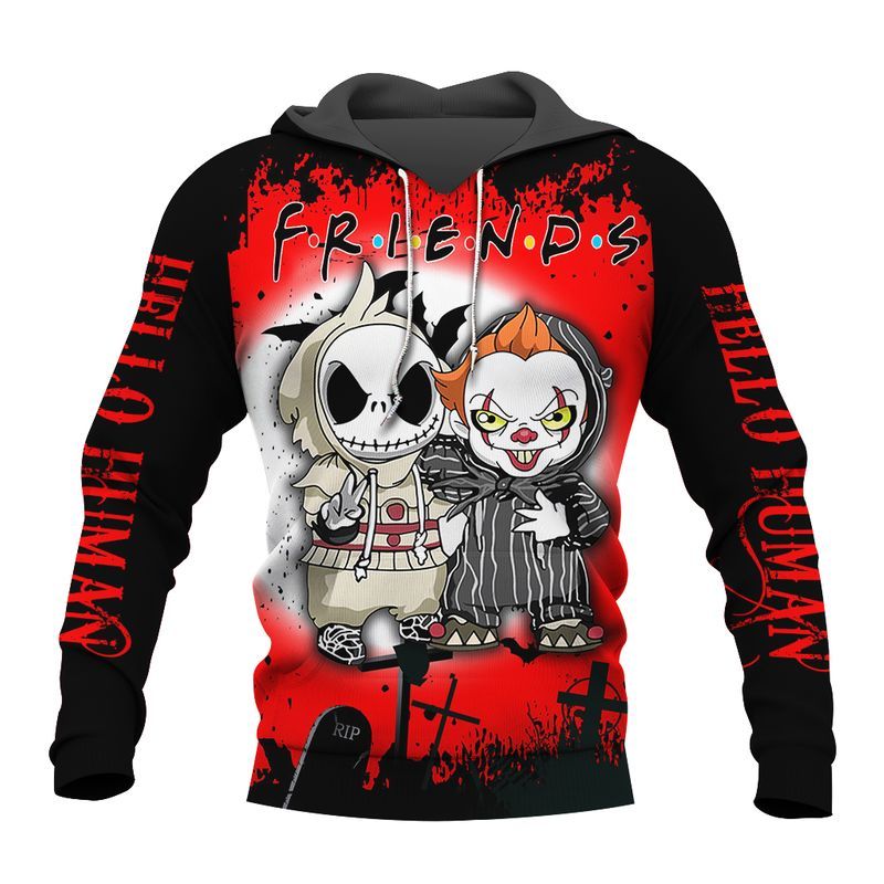 Jack Skellington Skull Friends Over Print 3d Zip Hoodie Jack Skellington Skull Friends Over Print 3d Zip Hoodie