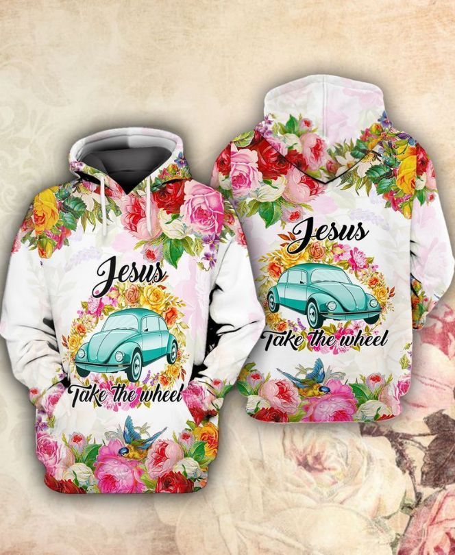 Jesus Take The Wheel With Flowers 3d Zip Hoodie Jesus Take The Wheel With Flowers 3d Zip Hoodie