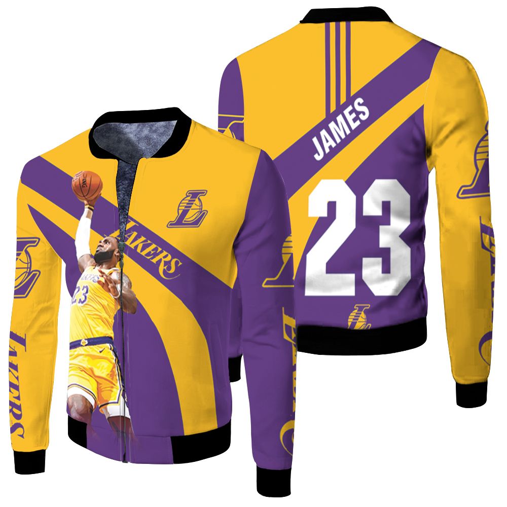 King James 23 Los Angeles Lakers Western Conference Fleece Bomber Jacket King James 23 Los Angeles Lakers Western Conference Fleece Bomber Jacket