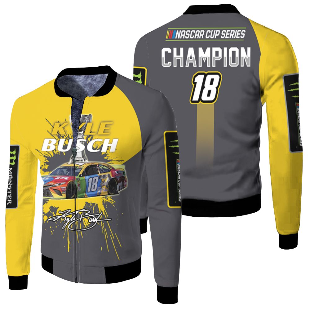 Kyle Busch Nascar Champion 2019 Signed Fan 3d Jersey Fleece Bomber Jacket Kyle Busch Nascar Champion 2019 Signed Fan 3d Jersey Fleece Bomber Jacket