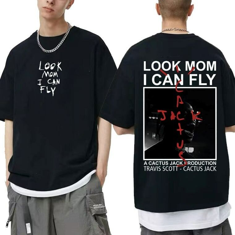 Look Mom I Can Fly Letter Logo Print T-Shirt Look Mom I Can Fly Letter Logo Print T-Shirt