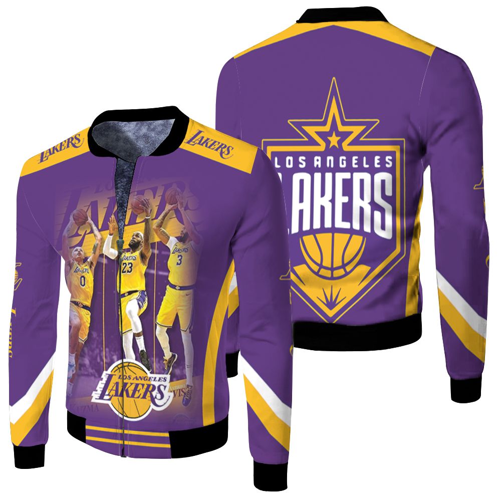 Los Angeles Lakers Players Photos Nba Western Conference Fleece Bomber Jacket Los Angeles Lakers Players Photos Nba Western Conference Fleece Bomber Jacket