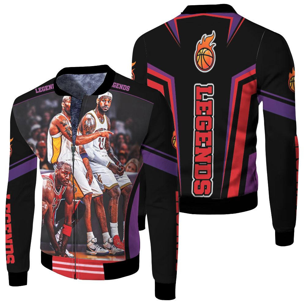 Michael Jordan Kobe Bryant Lebron James Nba Legend Fleece Bomber Jacket Michael Jordan Kobe Bryant Lebron James Nba Legend Fleece Bomber Jacket