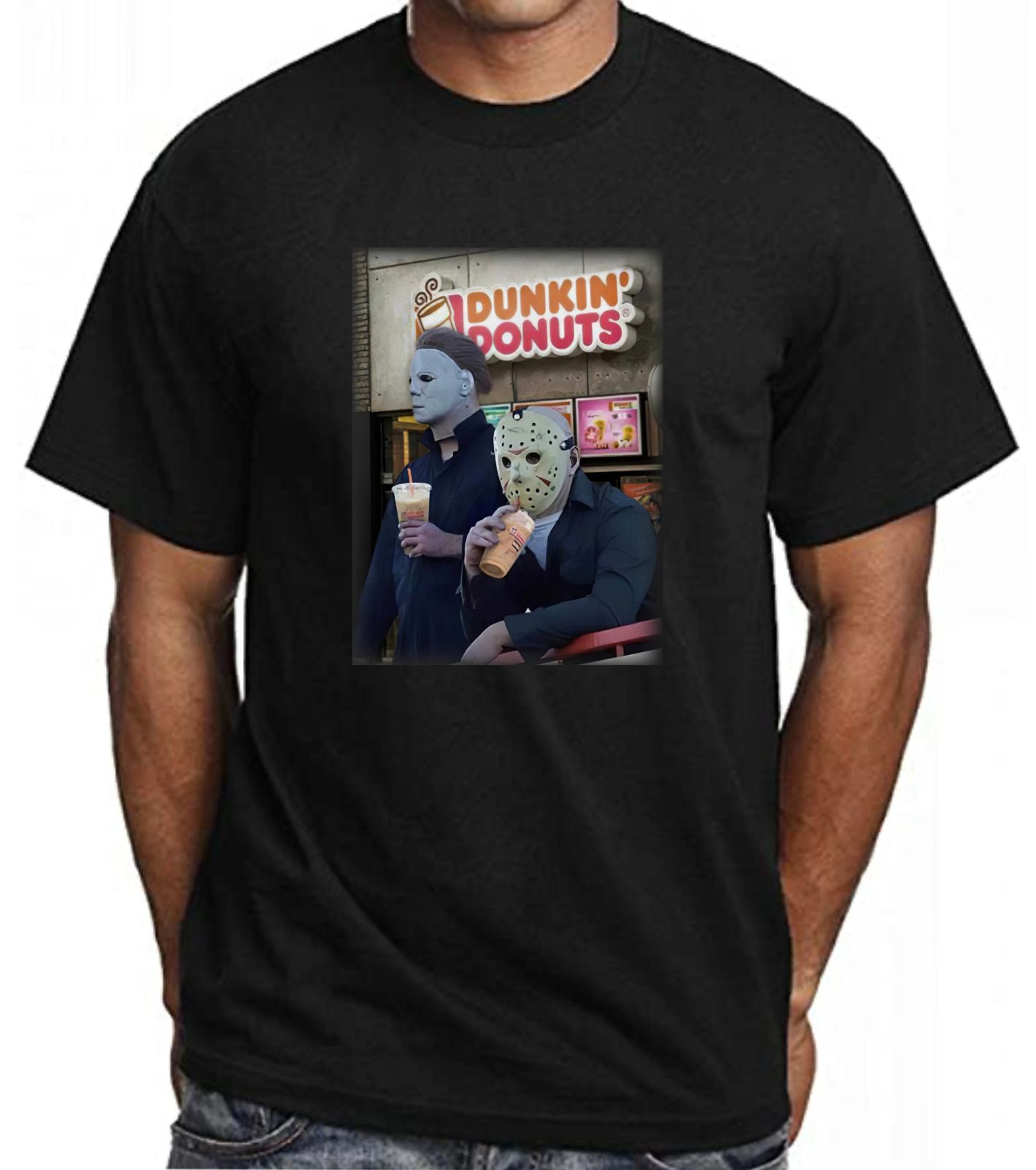 Micheal Myers Jason Vorhees Dunkin’ Donuts T-Shirt Micheal Myers Jason Vorhees Dunkin’ Donuts T-Shirt