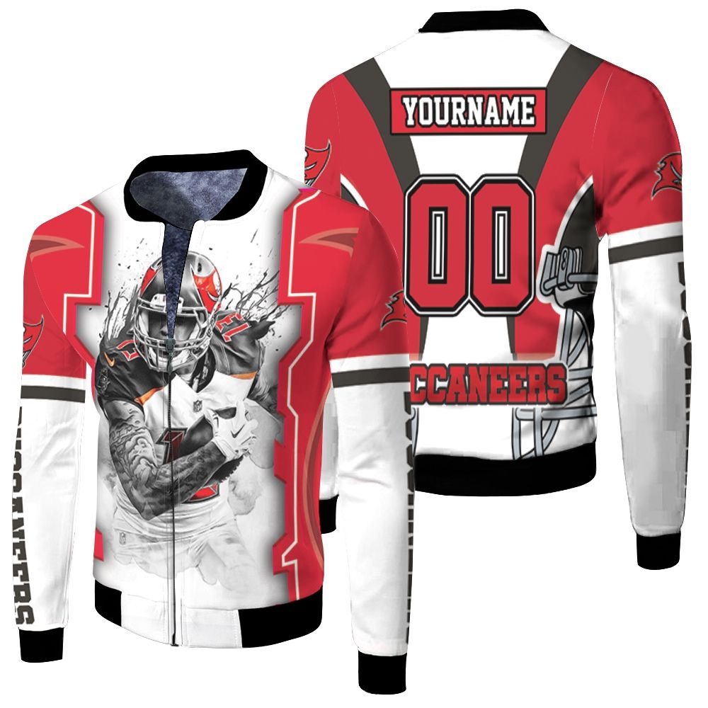 Mike Evans 13 Tampa Bay Buccaneers Nfc South Champions Super Bowl 2021 Black And White Fleece Bomber Jacket Mike Evans 13 Tampa Bay Buccaneers Nfc South Champions Super Bowl 2021 Black And White Fleece Bomber Jacket