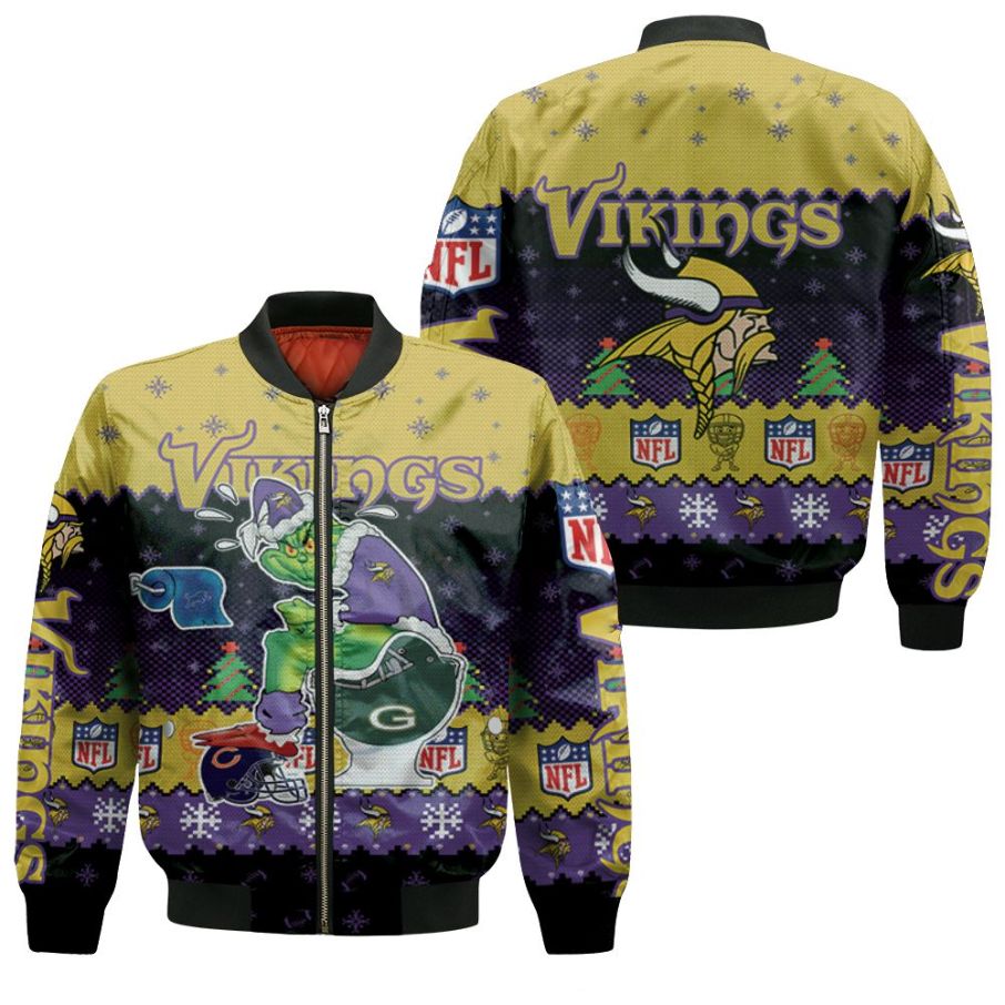 Minnesota Viking Christmas Grinch In Toilet Knitting Pattern Sweatshirt 3d Jersey Bomber Jacket Minnesota Viking Christmas Grinch In Toilet Knitting Pattern Sweatshirt 3d Jersey Bomber Jacket