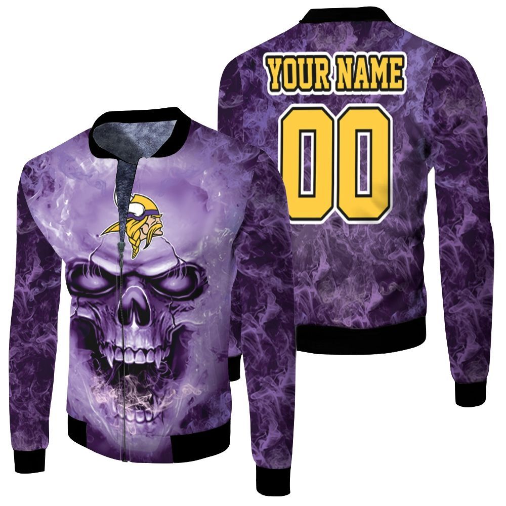 Minnesota Vikings Skull For Vikings Fans 3d Personalized Fleece Bomber Jacket Minnesota Vikings Skull For Vikings Fans 3d Personalized Fleece Bomber Jacket