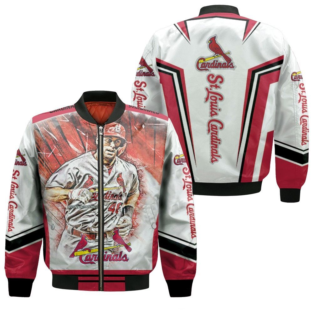 Paul Goldshmidt 46 St Louis Cardinals Red Background For Cardinals Fan Bomber Jacket Paul Goldshmidt 46 St Louis Cardinals Red Background For Cardinals Fan Bomber Jacket