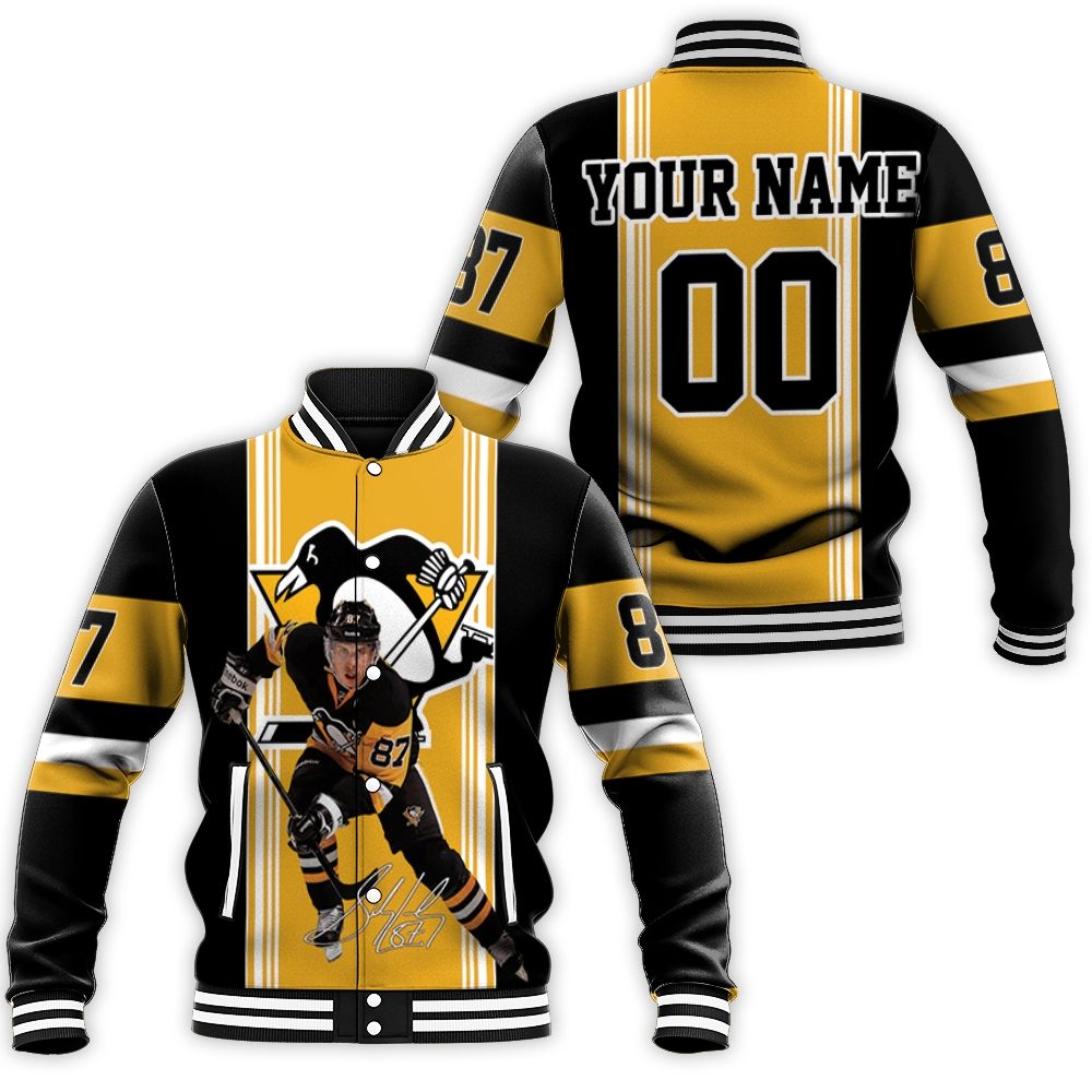 Pittsburgh Penguins Sidney Crosby 87 Signed Fans Personalized Baseball Jacket Pittsburgh Penguins Sidney Crosby 87 Signed Fans Personalized Baseball Jacket