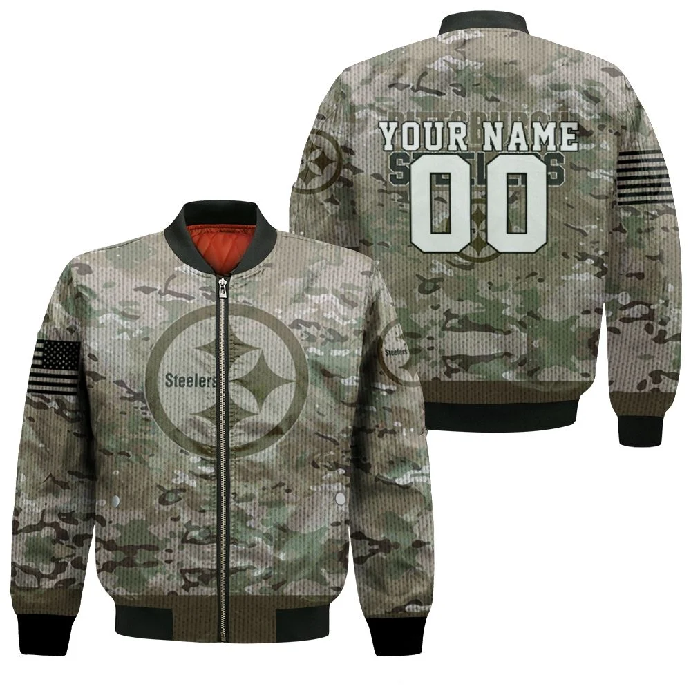 Pittsburgh Steelers Camouflage Pattern For Fans 3d Personalized Bomber Jacket Pittsburgh Steelers Camouflage Pattern For Fans 3d Personalized Bomber Jacket