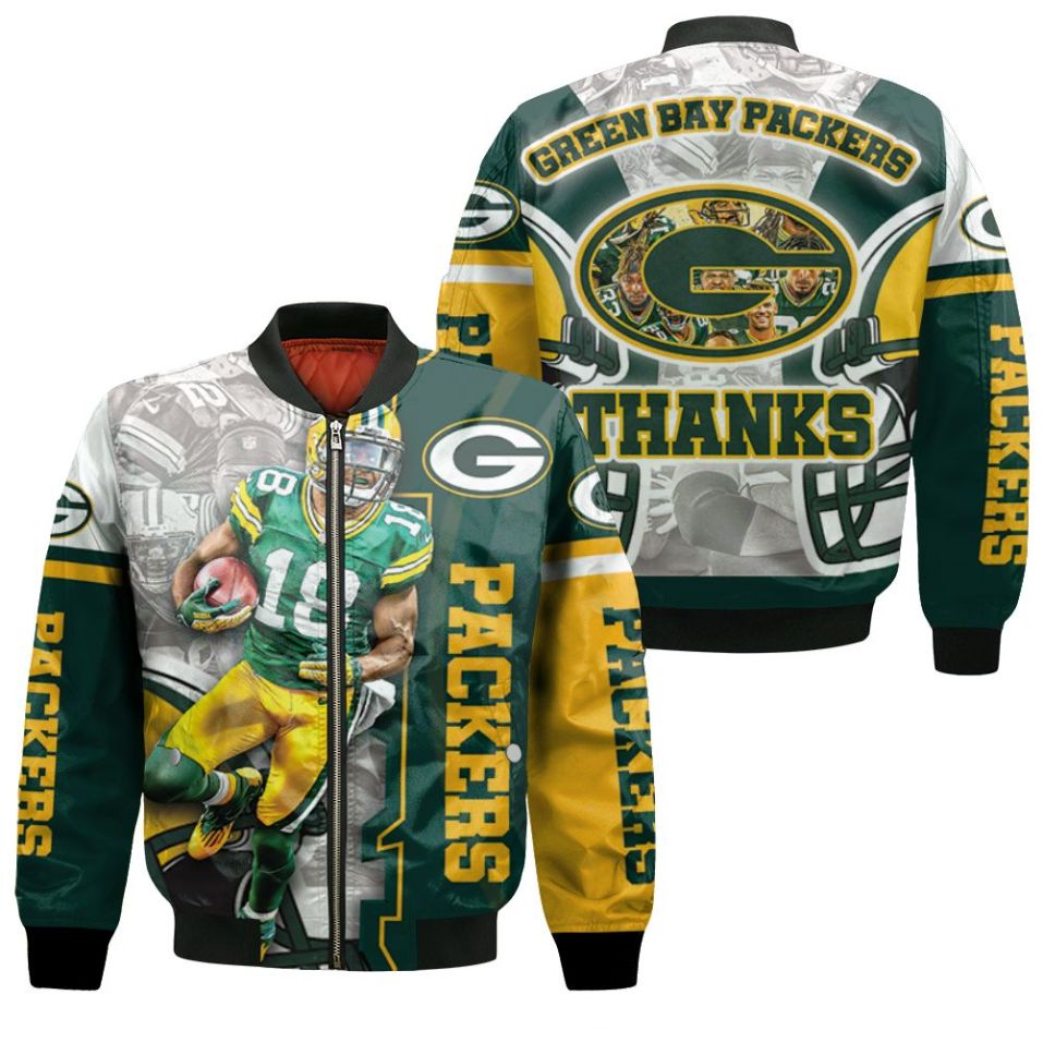 Randall Cobb 18 Green Bay Packers Thanks Nfc North Winner Bomber Jacket Randall Cobb 18 Green Bay Packers Thanks Nfc North Winner Bomber Jacket