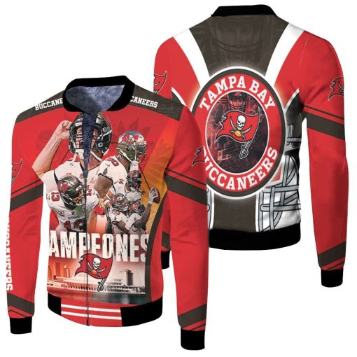 Tampa Bay Buccaneers 2021 Super Bowl Champions Campeones Fleece Bomber Jacket