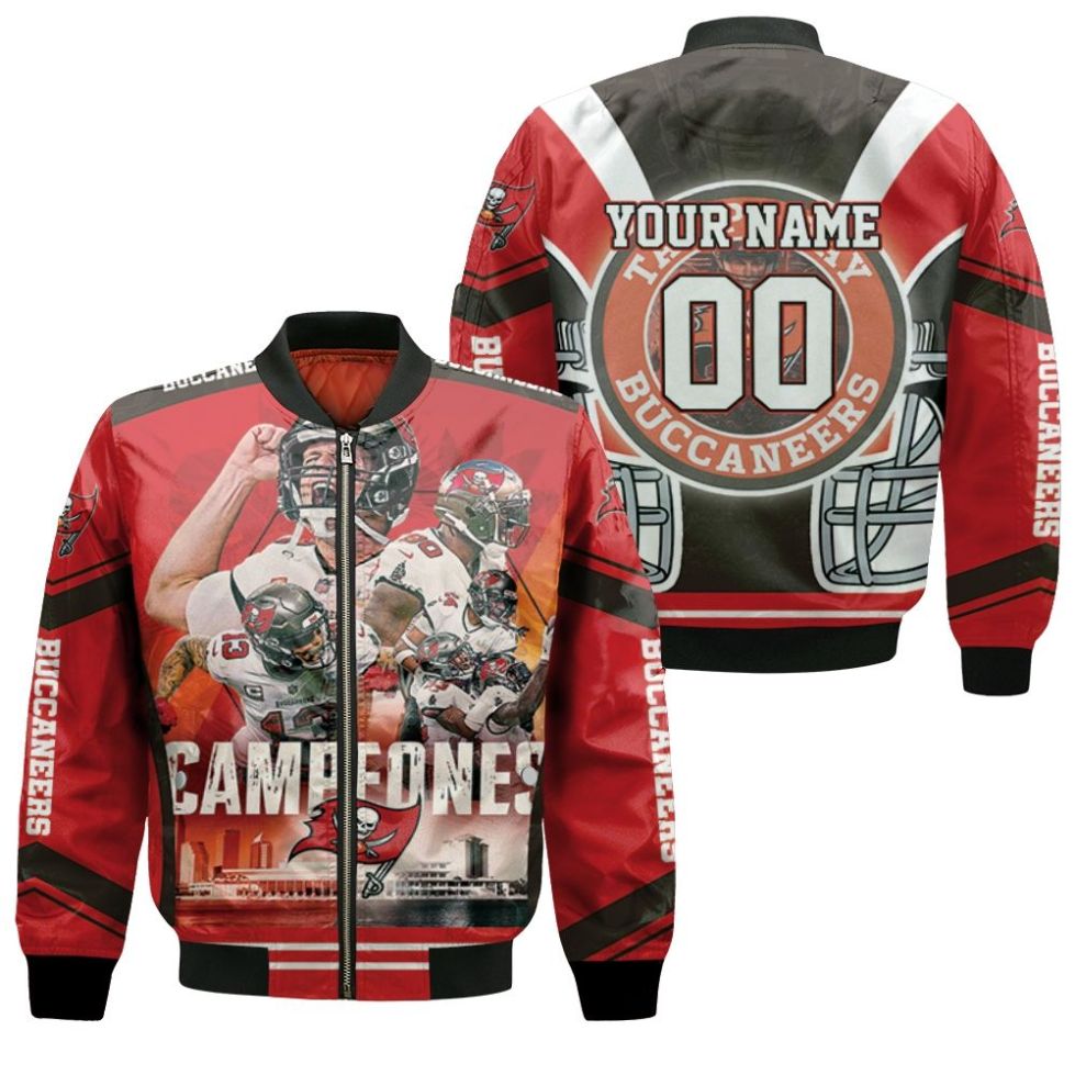 Tampa Bay Buccaneers 2021 Super Bowl Champions Campeones Personalized Bomber Jacket Tampa Bay Buccaneers 2021 Super Bowl Champions Campeones Personalized Bomber Jacket