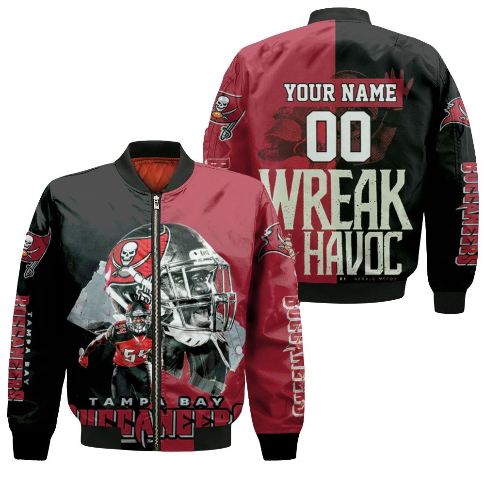 Tampa Bay Buccaneers Lavonte David 54 Wreak Havoc For Fans Personalized Bomber Jacket Tampa Bay Buccaneers Lavonte David 54 Wreak Havoc For Fans Personalized Bomber Jacket