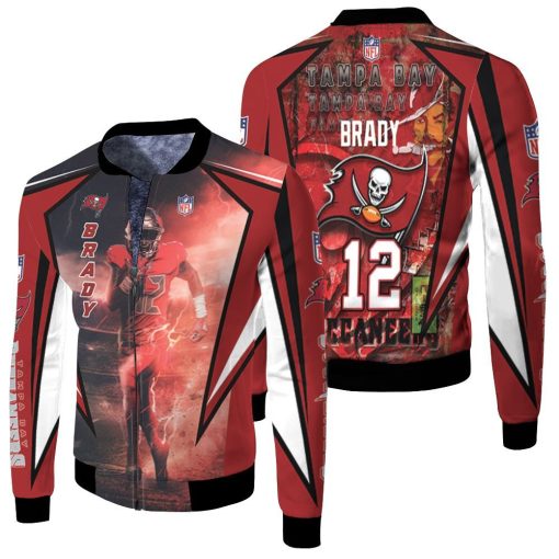 Tom Brady 12 Tampa Bay Buccaneers Flag Nfc South Division Champions Super Bowl 2021 Fleece Bomber Jacket