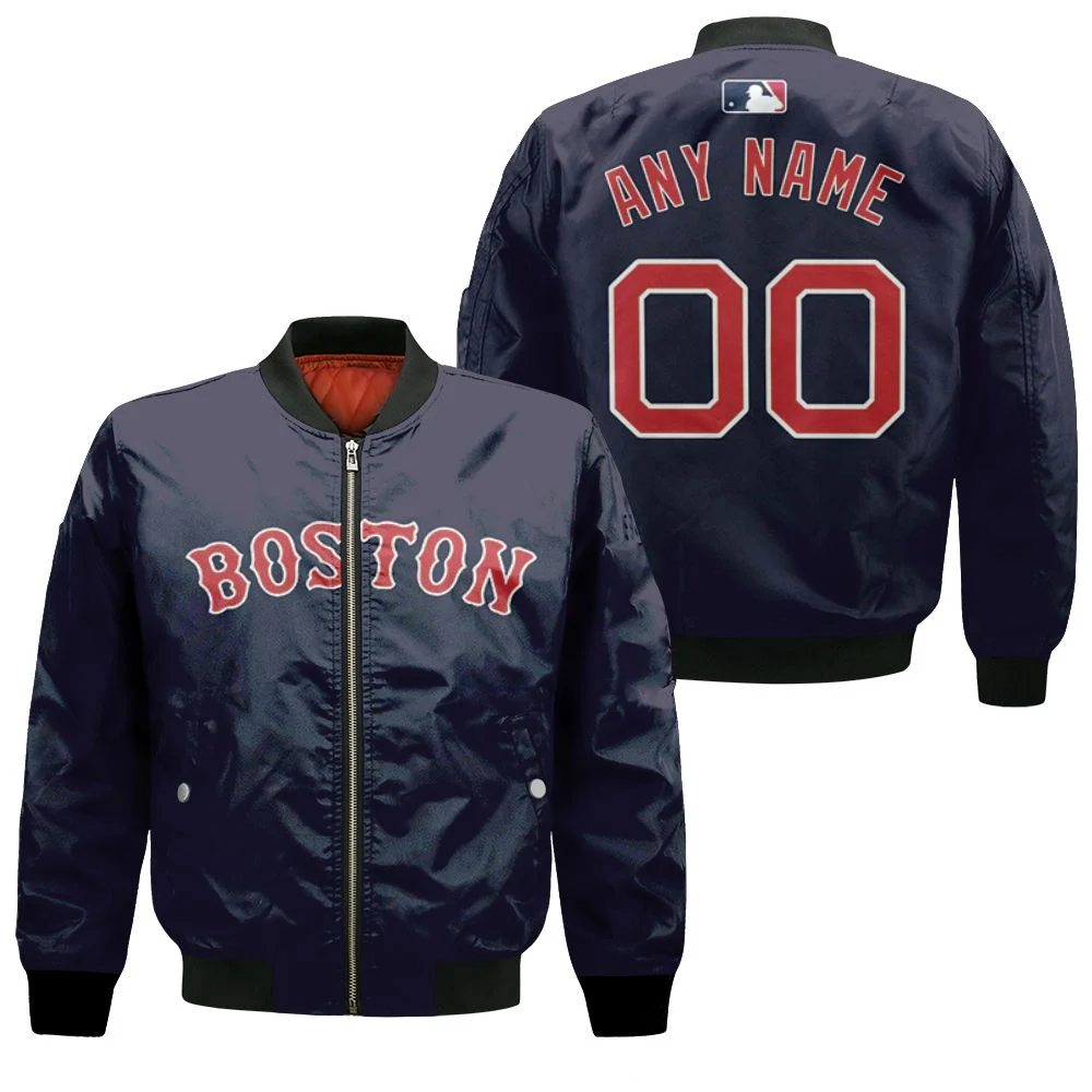 Boston Red Sox Mlb Baseball Team Majestic Player Navy 2019 Jersey Style Custom Gift For Boston Fans Bomber Jacket Boston Red Sox Mlb Baseball Team Majestic Player Navy 2019 Jersey Style Custom Gift For Boston Fans Bomber Jacket