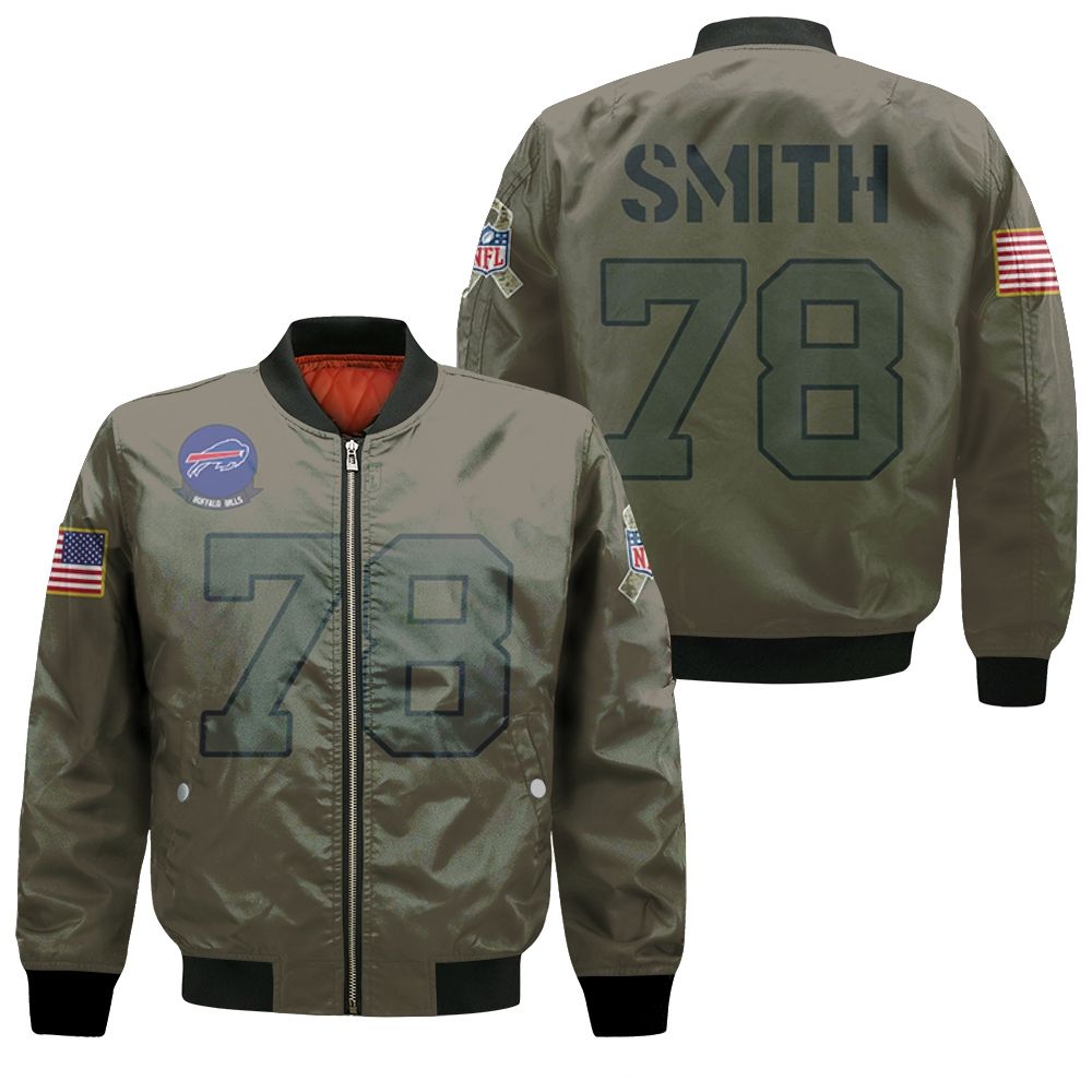 Buffalo Bills Bruce Smith #78 Nfl Great Player Camo 2019 Salute To Service Custom 3d Designed Allover Custom Gift For Bills Fans Bomber Jacket Buffalo Bills Bruce Smith #78 Nfl Great Player Camo 2019 Salute To Service Custom 3d Designed Allover Custom Gift For Bills Fans Bomber Jacket