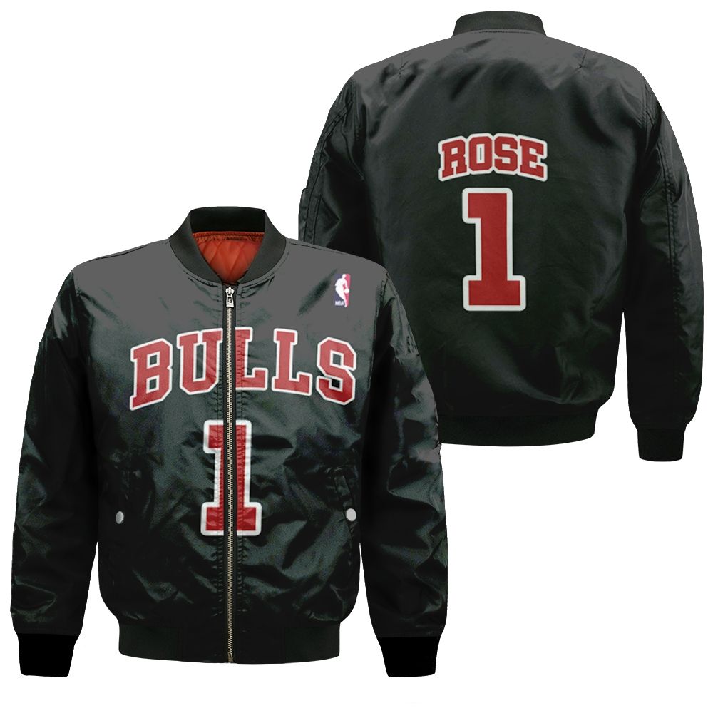Chicago Bulls Derrick Rose #1 Nba Great Player Throwback Black Jersey Style Gift For Bulls Fans 2 Bomber Jacket Chicago Bulls Derrick Rose #1 Nba Great Player Throwback Black Jersey Style Gift For Bulls Fans 2 Bomber Jacket