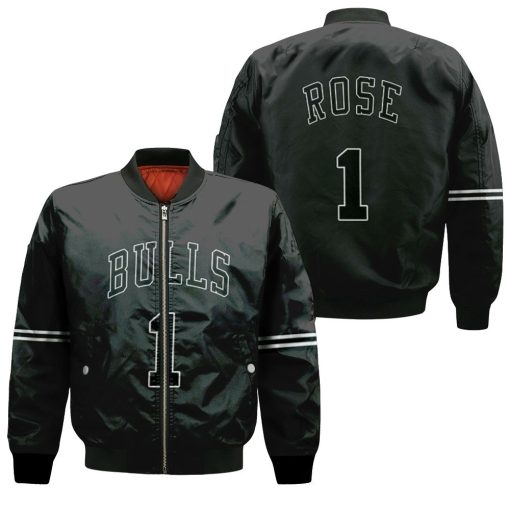 Chicago Bulls Derrick Rose 1 Nba Throwback Black Jersey Inspired Bomber Jacket