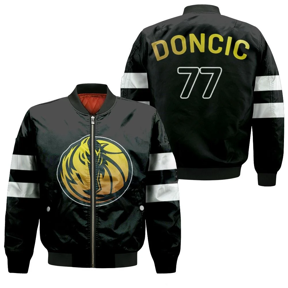 Dallas Mavericks Luka Doncic 77 Nba Golden Edition White Jersey Bomber Jacket Dallas Mavericks Luka Doncic 77 Nba Golden Edition White Jersey Bomber Jacket