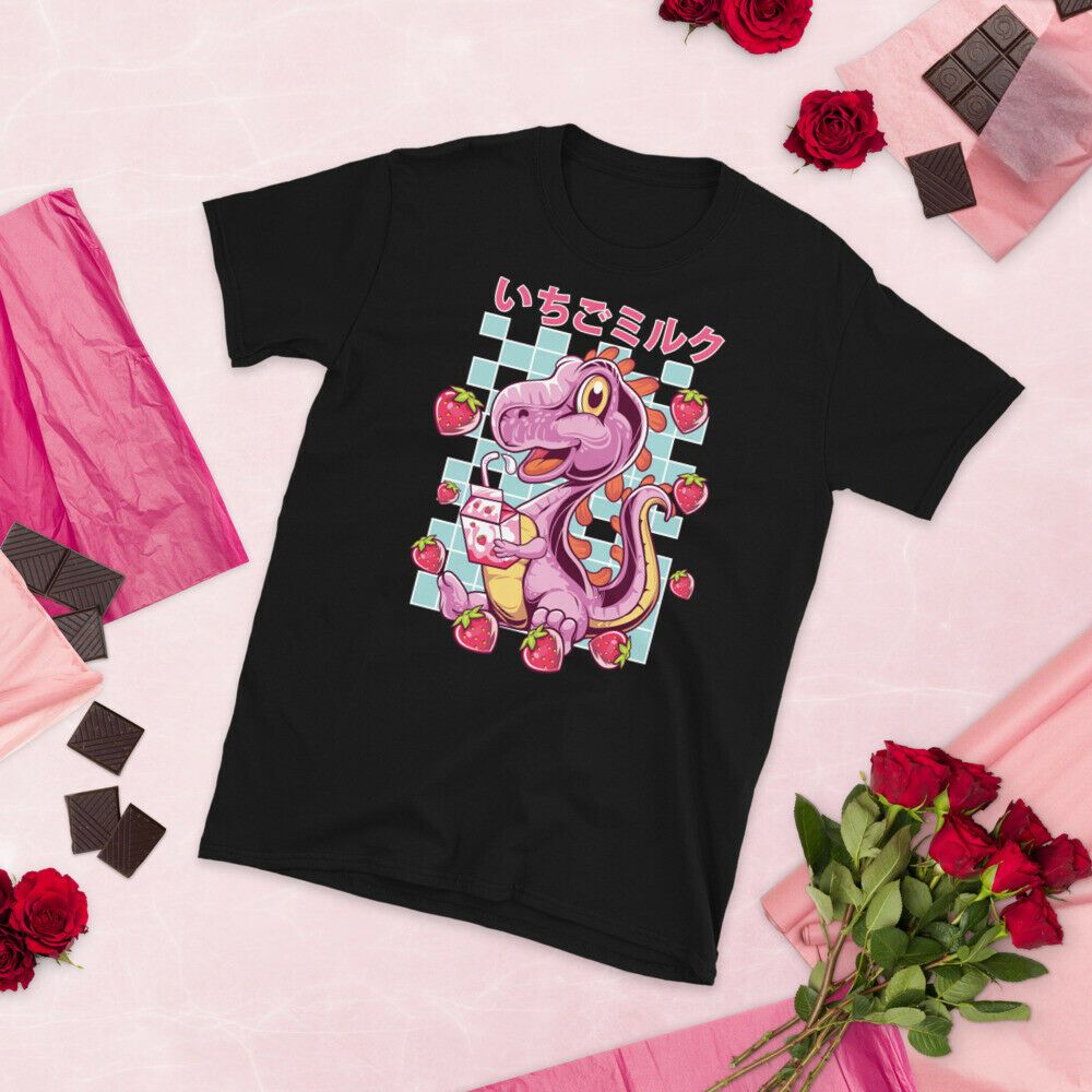 Dinosaur Strawberry Milk Shake 90s Japanese Otaku Aesthetic Unisex T-Shirt Dinosaur Strawberry Milk Shake 90s Japanese Otaku Aesthetic Unisex T-Shirt