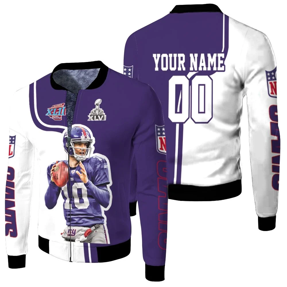 Eli Manning New York Giants Fan 3d Personalized Fleece Bomber Jacket Eli Manning New York Giants Fan 3d Personalized Fleece Bomber Jacket