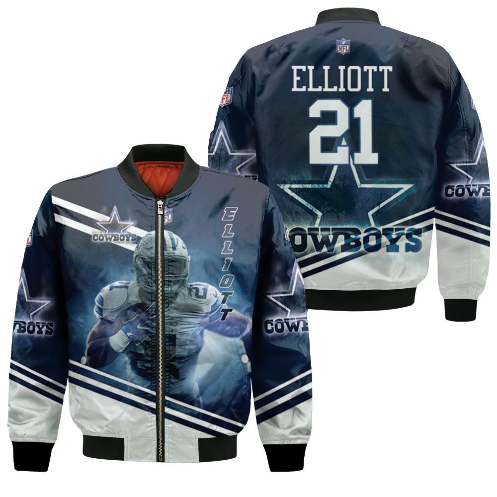 Ezekiel Elliott 21 Dallas Cowboys 3d Bomber Jacket Ezekiel Elliott 21 Dallas Cowboys 3d Bomber Jacket