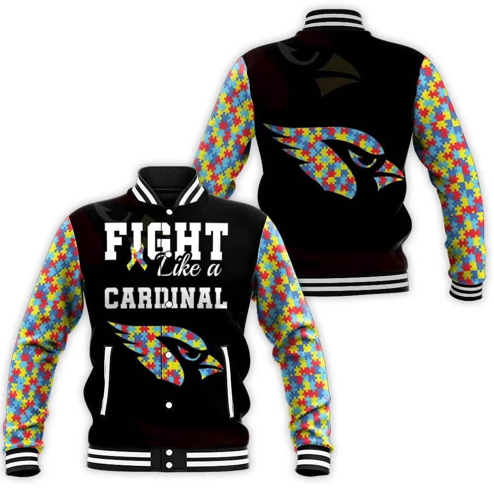 Fight Like A Arizona Cardinals Autism Support Baseball Jacket Fight Like A Arizona Cardinals Autism Support Baseball Jacket