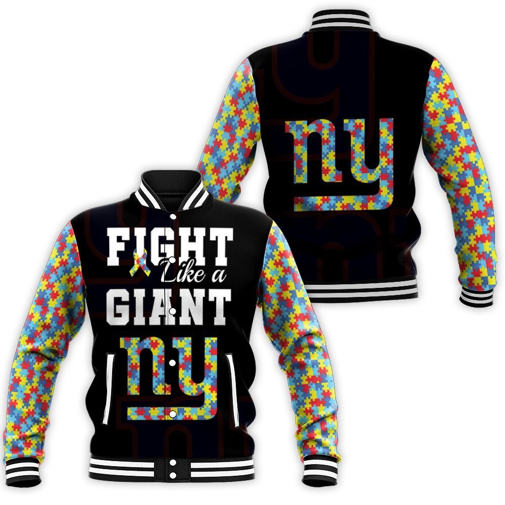 Fight Like A New York Giants Autism Support Baseball Jacket Fight Like A New York Giants Autism Support Baseball Jacket
